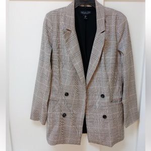 Rachel Zoe | Women Plaid Open Front Blazer Jacket | Oversized and lined | Size L